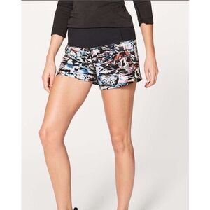 EUC Lululemon Size 8 Run Times Shorts II 4" Inseam Culture Clash Multi Black